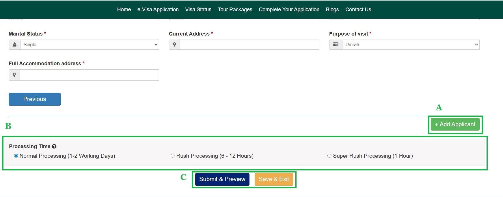 Manage Applicants And Select Processing Time