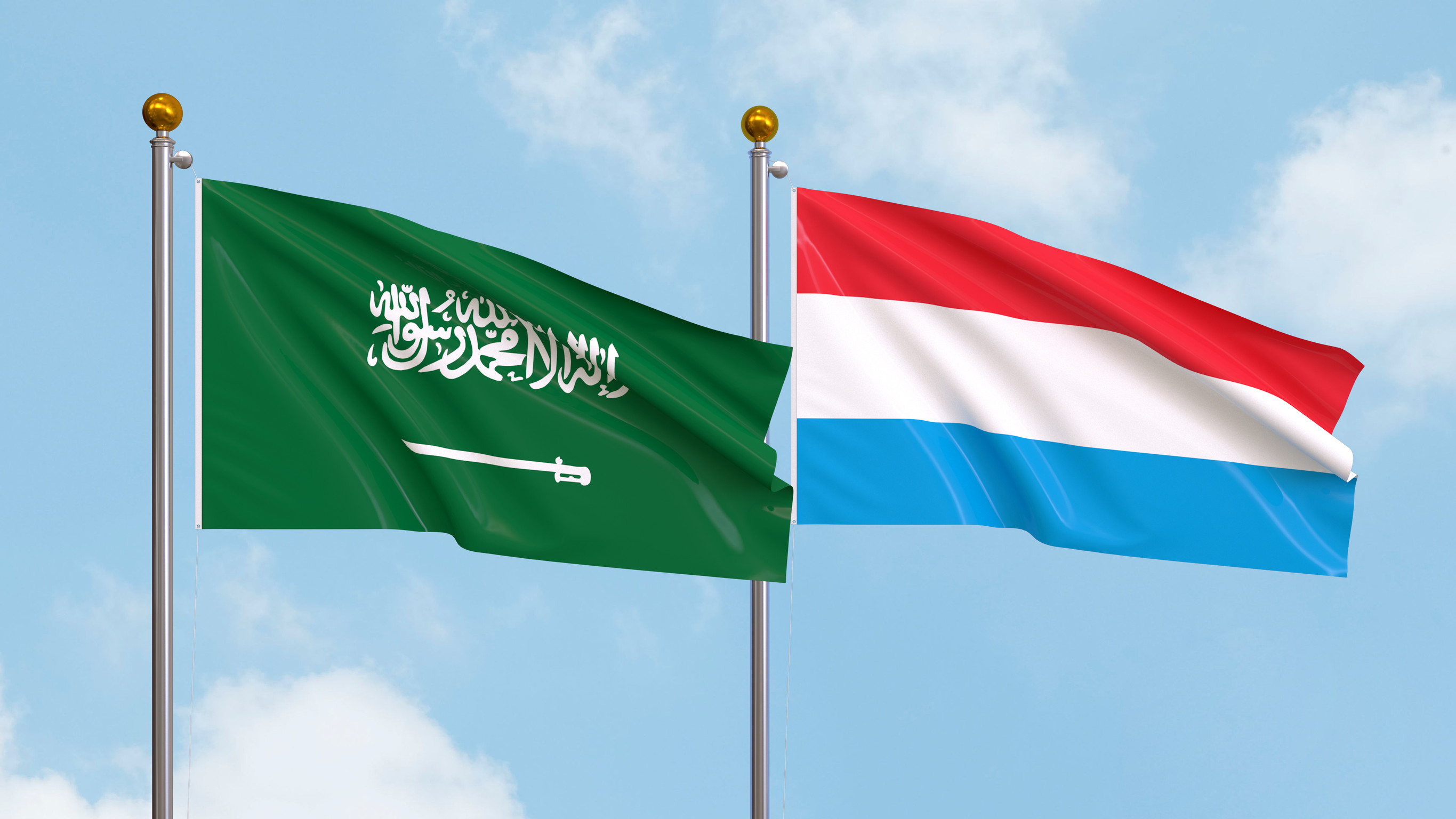 Saudi Arabia and Luxembourg Flag Together