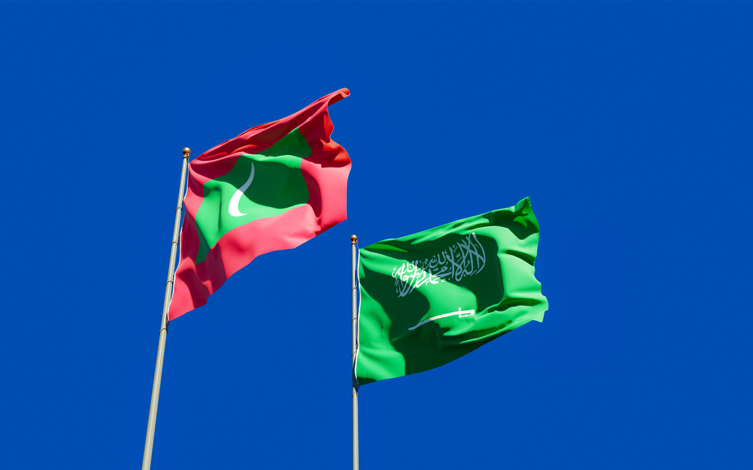 Saudi Arabia and Maldives Flag Together