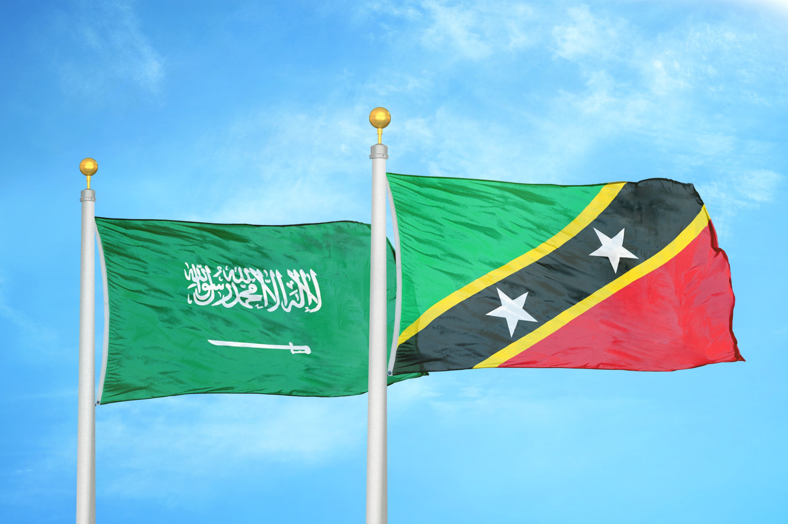 Saudi Arabia And Saint Kitts Flags