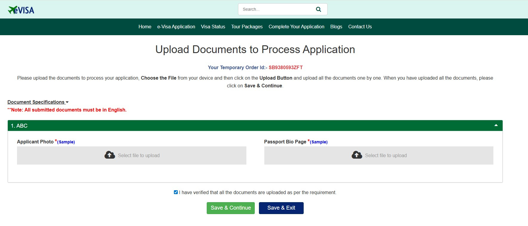 Upload Required Documents